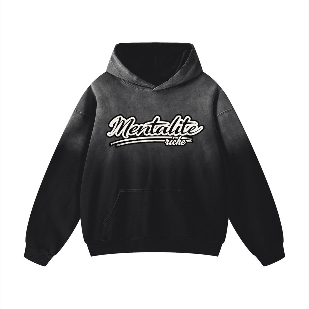 Heavyweight Riche Black Sunfade Oversized Hoodie