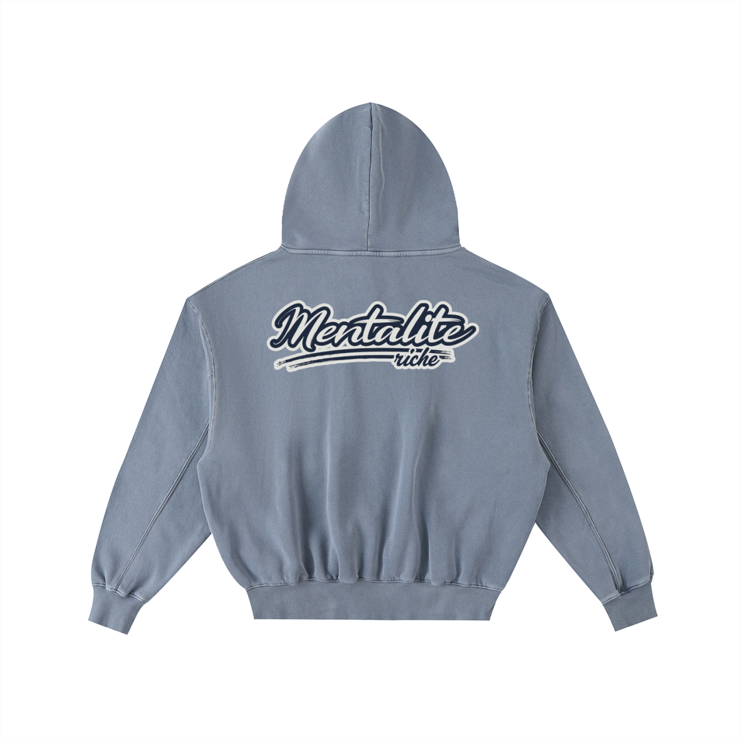 Blue Mentalitè Riche Washed Fleece Hoodie
