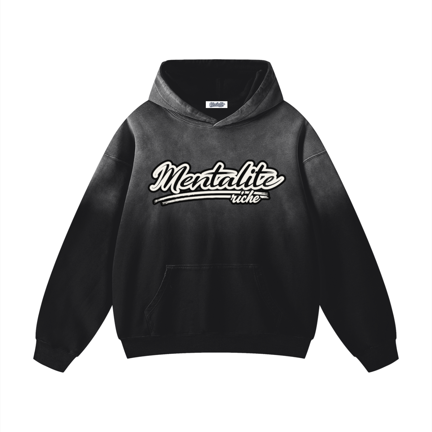 Heavyweight Riche Black Sunfade Oversized Hoodie